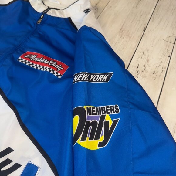 Members Only Sport Team Racing Windbreaker Jacket Mens Size XL Blue Full Zip - Picture 5 of 10
